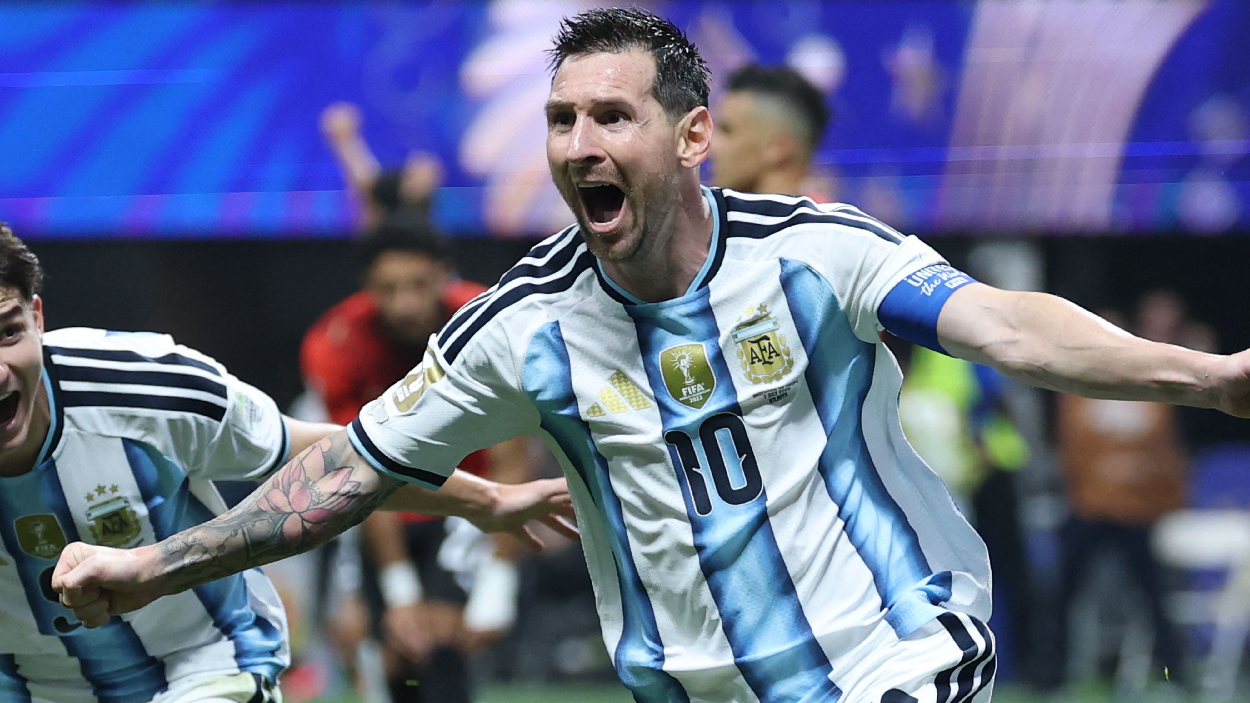 Lionel Messi merayakan gol bersama rekan setim Argentina saat melawan Mesir di Piala Dunia 2026