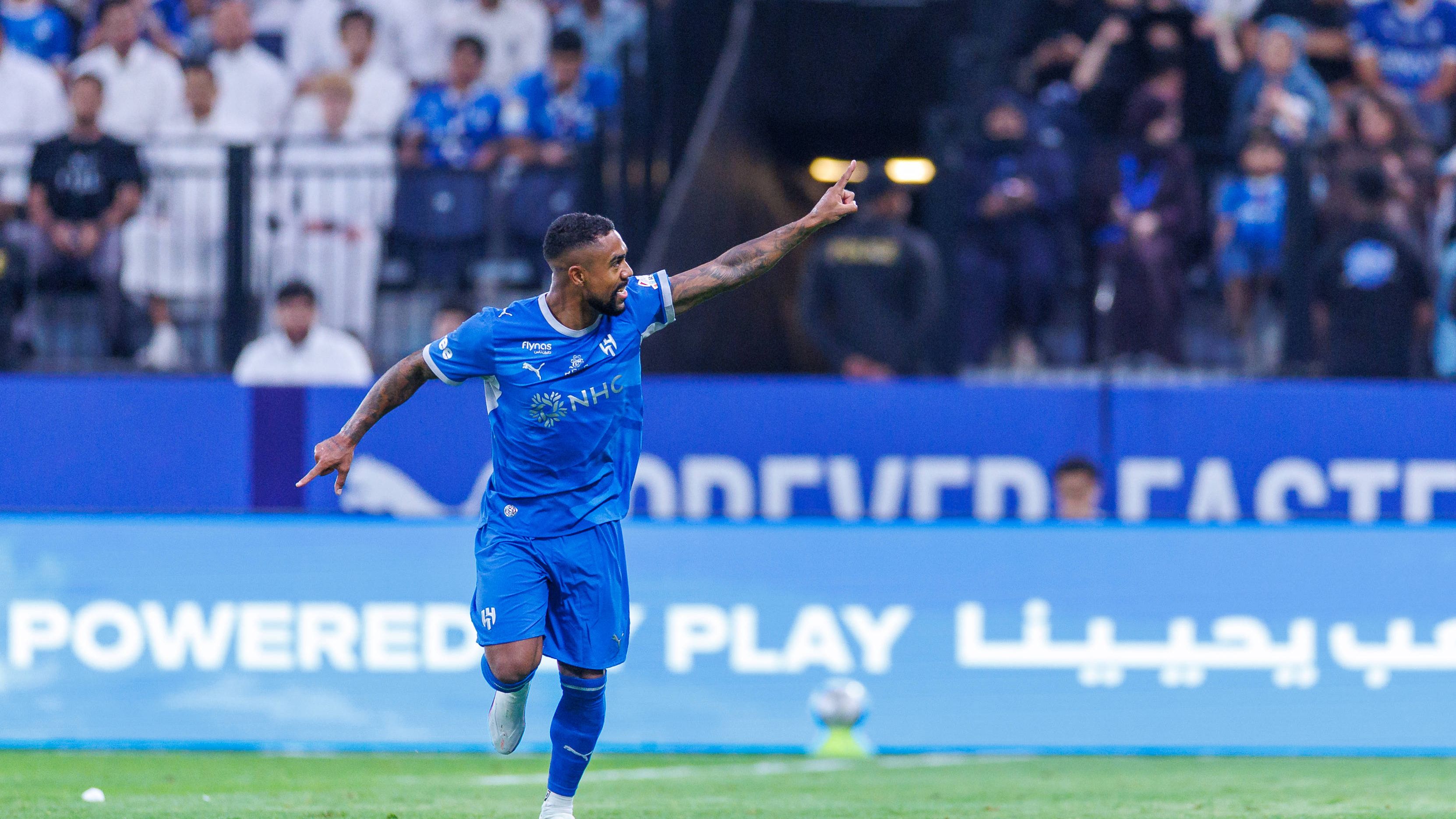 Malcom merayakan gol untuk Al Hilal dalam laga melawan Al Faisaly