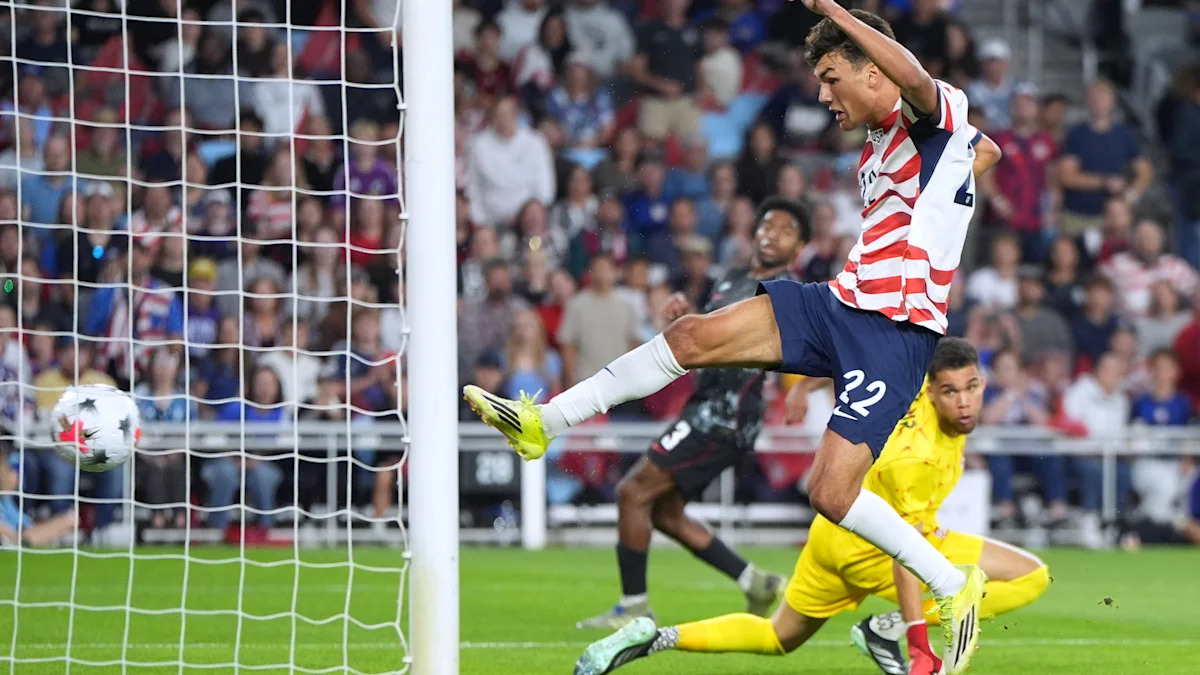 Pemain timnas Amerika Serikat merayakan kemenangan atas Kanada di Allianz Field